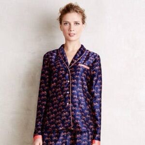 Anthropologie Eloise Bicycle Print Pajama TOP ONLY